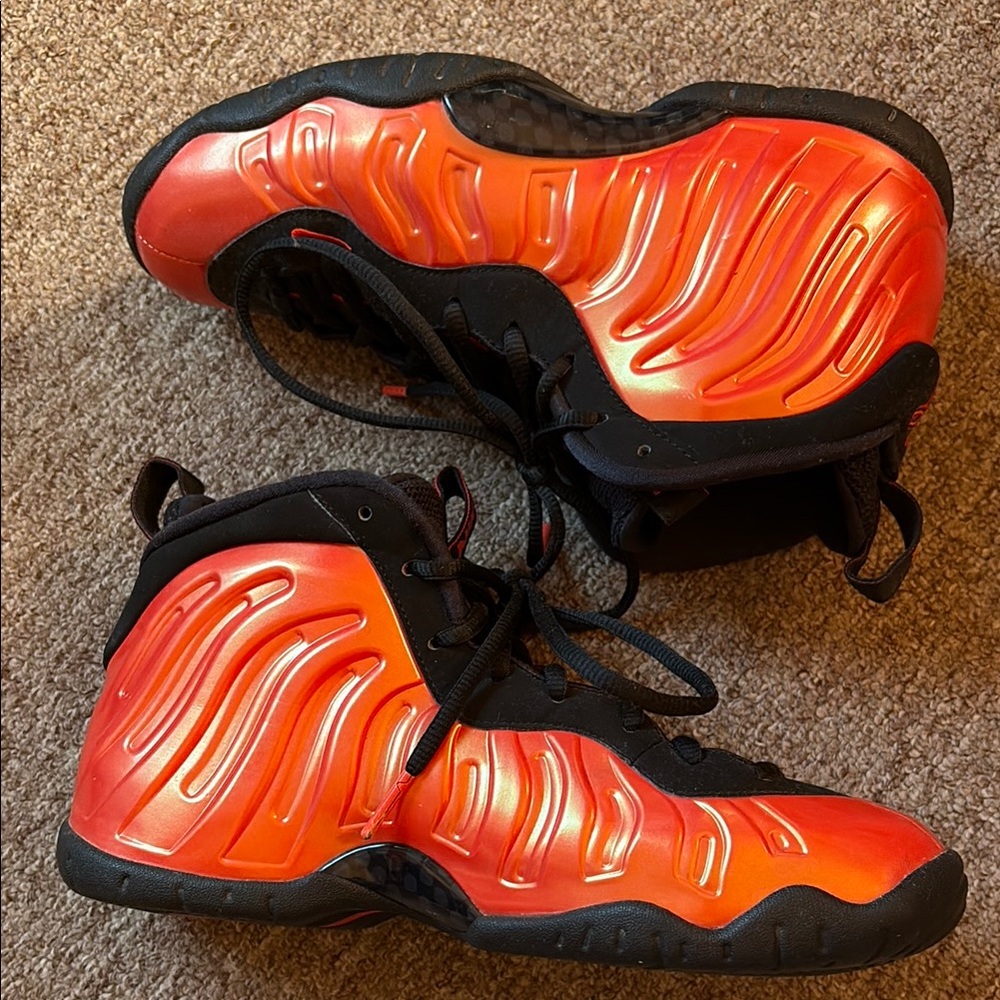 Nike Orange and Black Foamposite Sneakers